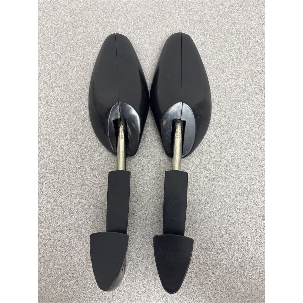 Vintage Florsheim Mens Black Plastic Shoe Trees, O.A. Miller, Plymouth, 12.5”